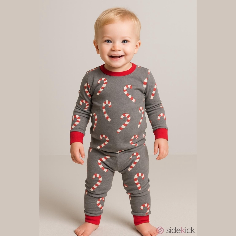 Carter's Gray and Red Candy Cane Pajama Set